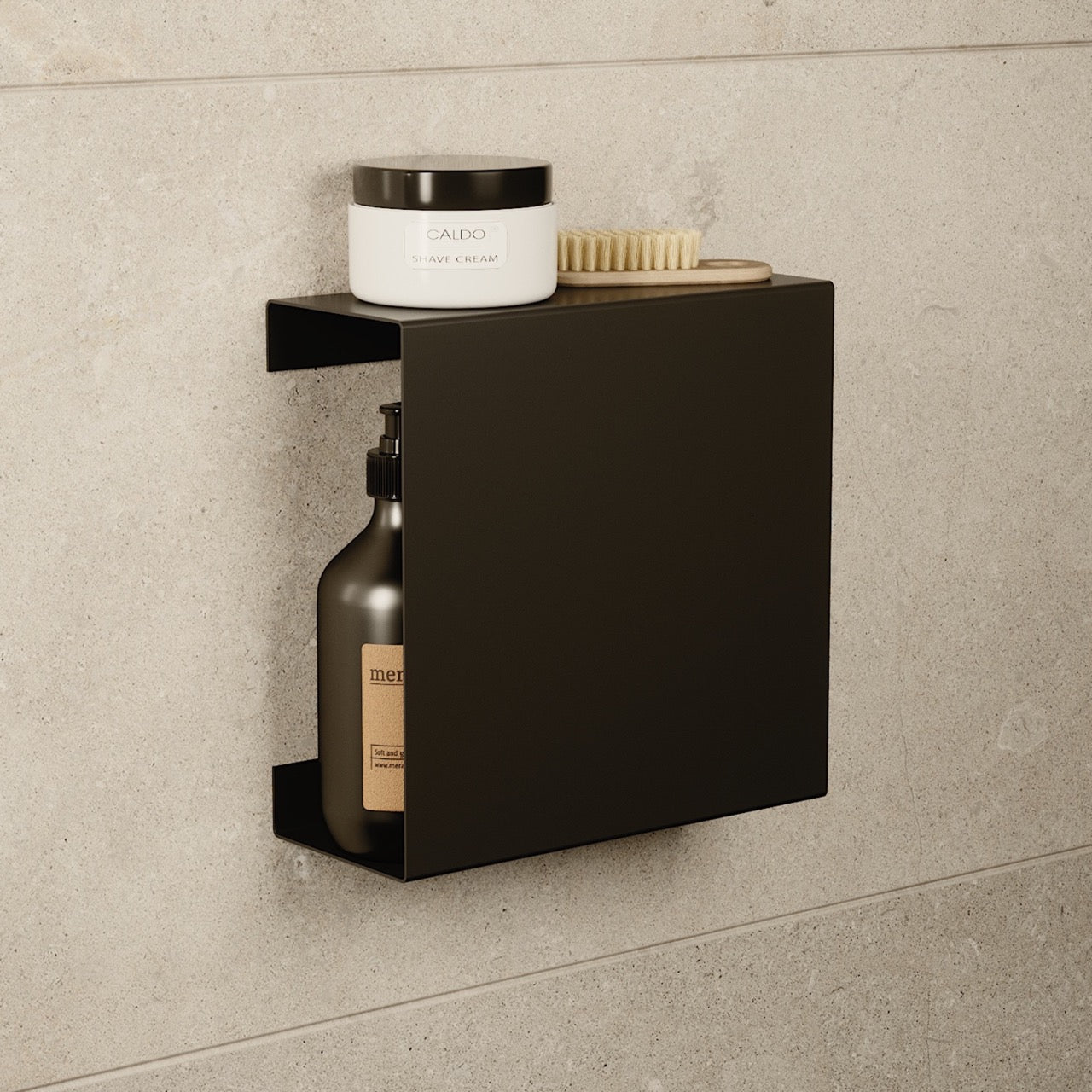 Bathroom shelves.