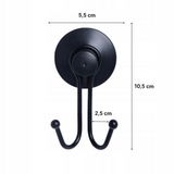 Towel Hook - Double Hook, Self-Adhesive, Black