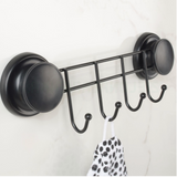 Black Stainless Steel 4-Hook Rack with Suction Cups