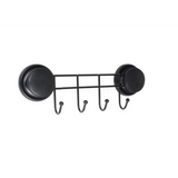 Black Stainless Steel 4-Hook Rack with Suction Cups