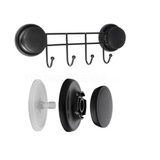 Black Stainless Steel 4-Hook Rack with Suction Cups