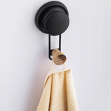 Towel Hook Self-Adhesive, Black/Bamboo