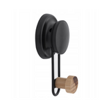 Towel Hook Self-Adhesive, Black/Bamboo