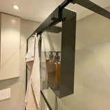 Étagère de douche noire double face pour paroi de douche