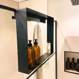 Étagère de douche noire double face pour paroi de douche