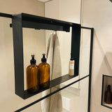Étagère de douche noire double face pour paroi de douche