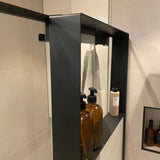Étagère de douche noire double face pour paroi de douche